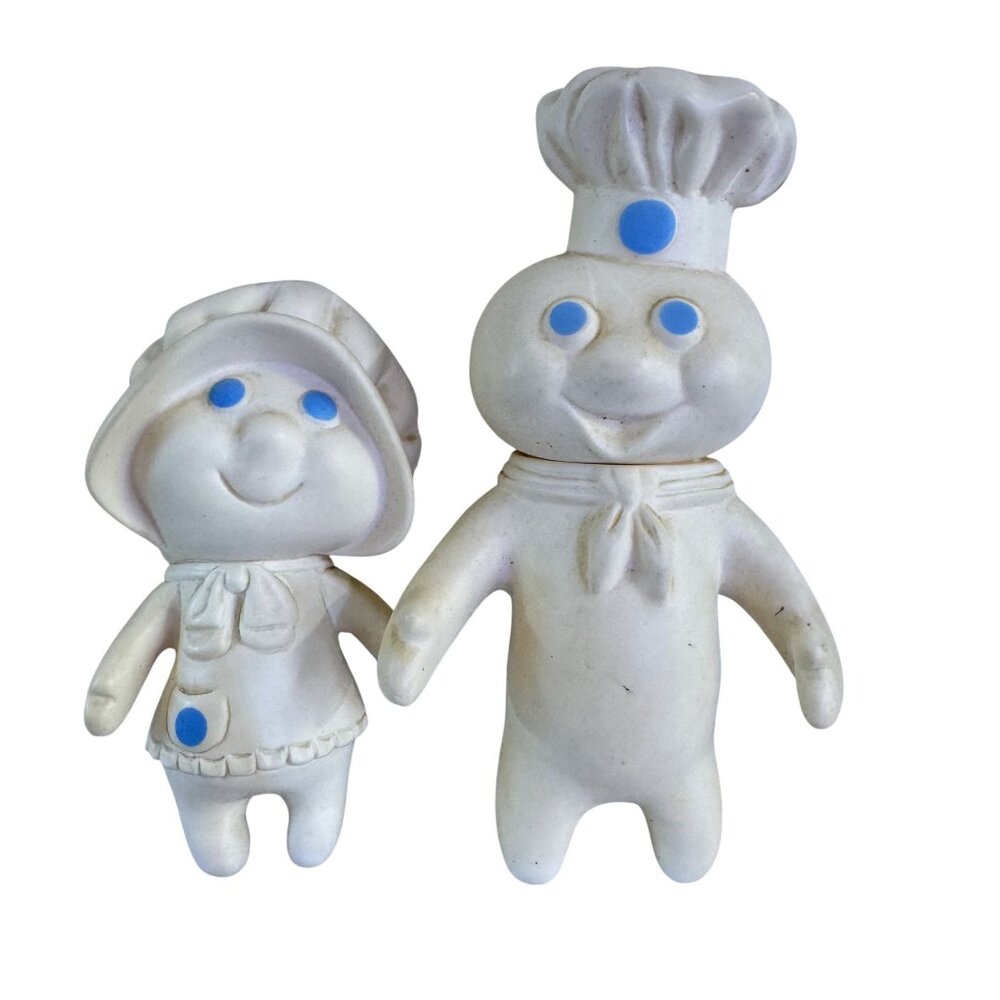 Vintage 1970s Pillsbury Doughboy and Doughgirl Soft Vinyl White Rubber Doll 7" - Picture 2 of 7